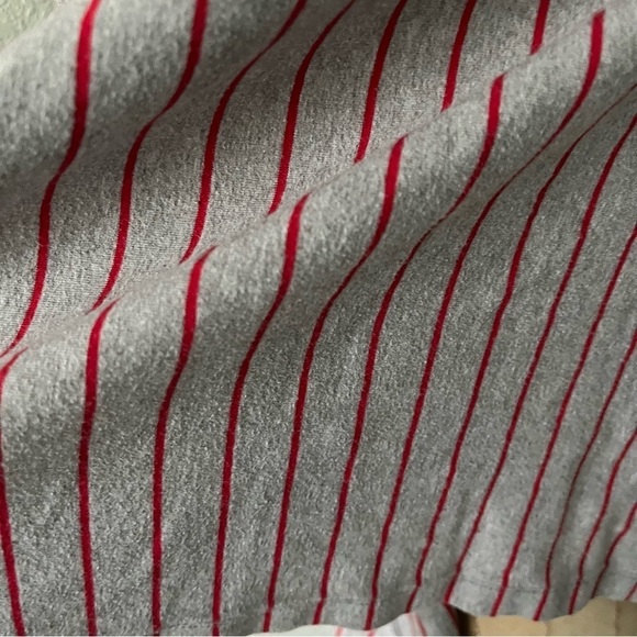 OPENING CEREMONY sz L Gray Tee Flowy Sides Red Stripe - Picture 7 of 10